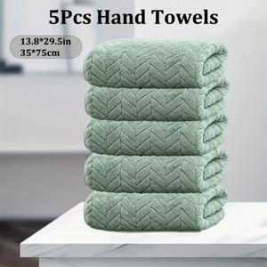 TEMU 5개 핸드 타월, 13.8 X 29.5인치/35 X 75cm, 부드럽고 편안함, 뛰어난 흡수력, 걸이 로프 디자인, 욕실 샤워, 호텔 피트니스, 사우나에 적합, 다양한 색상 옵션
