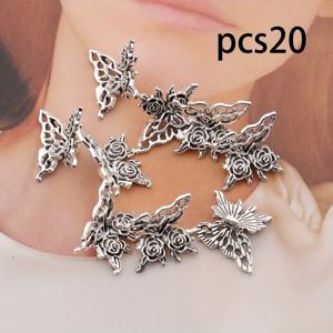 TEMU 20개 레트로 우아한 나비 모양 장미 스타일 스페이서 비즈, 아연 합금 장식 비즈, 주얼리 제작, 팔찌, 목걸이, 귀걸이, 키체인, 공예에 적합