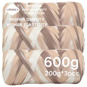 TEMU 200G/600G 릴리스니리 수확된 업그레이드 버전 컬러풀 세그먼트 염색 티셔츠 얀, 400G/14.11Oz, 높은 밀도와 더 큰 탄성으로 가방, 신발, 매트, 코바늘 뜨개질 프로젝트 및 홈 데코 등에 이상적입니다.