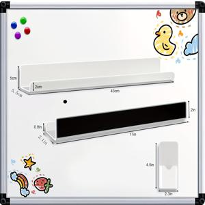 TEMU 화이트보드 교실 및 냉장고 보관용 자석 책장, 17인치 아크릴 강력 자석 디스플레이 선반 (펜 컨테이너 포함)