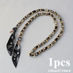 TEMU 120Cm/60Cm 스카프 스타일 핸드백 숄더 스트랩, 블랙/옐로우/그린 스카프, 숄더 스트랩/핸드백/숄더백 교체 스트랩으로 적합, 휴대폰 미끄럼 방지 스트랩으로 사용 가능, 스카프 요소가 있는 여성용 지갑 추가품
