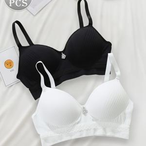 TEMU 투명한 드레스를 연출하는 스팽글 디자인이 돋보이는 여성용 브라 2개 세트. 가슴라인이 넓고 편안한 오픈백 스타일이며, 조절 가능한 스트랩이 장착되어 집에서 일상복으로, 데이트, 쇼핑 등 다양한 상황에 적합합니다.