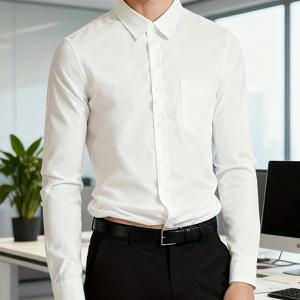 TEMU Shule Shui OBM 남성용 단색 셔츠, 비즈니스 캐주얼 긴소매 셔츠, 활용도 높은 단색 셔츠, 우아한 남성용 셔츠