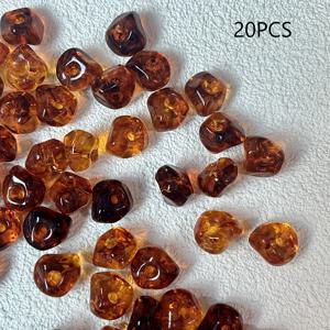 TEMU DIY 핸드메이드 주얼리용 호박색 각진 스톤 구슬 20개, 목걸이 및 팔찌 액세서리, 장식용 구슬 & 구슬 모음