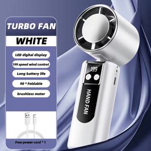TEMU 2026 신형 업그레이드 핸드헬드 냉각 접이식 선풍기, 3-in-1 미니 반도체 터보 팬, USB 대용량 배터리 냉각팬, 강력한 바람, 브러시리스 모터 - 긴 배터리 수명, 199단계 속도 조절 설정, 여행 및 야외용!