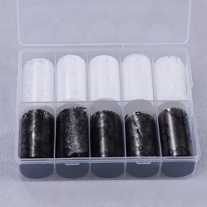 TEMU 1박스 10롤 우아한 블랙 앤 화이트 레이스 플로럴 네일 전사 포일, 드리미 빈티지 레이스 플로럴 별하늘 종이 스티커, 네일 아트 액세서리 도구