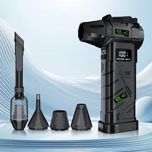 TEMU XZXY EX-01 150000RPM 터보 강력 휴대용 선풍기 블로어 진공 청소기 2 in 1 전동 4단계 고속 강력 바람 200W 고출력 충전식 무선 에어 먼지떨이 무선 터보 제트 팬