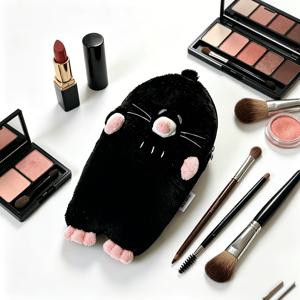 TEMU 2가지 색상으로 제공되는 귀여운 디자인 메이크업 가방, 인조 모피 소재, 대용량 수납 가방, 필통, 화장품 및 문구류 데일리 수납, 데일리 정리 필수템