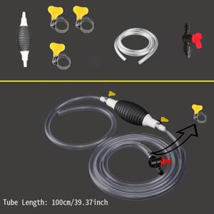 TEMU 휴대용 사이펀 펌프 세트, 100cm/39.37인치 호스 1개, 펌프 1개, 클램프 3개, 유량 밸브 스위치 1개 포함. 오일, 물, 연료 등 전용 펌프, 흡입 호스, 흡입 펌프, 워터 펌프, 액체 전용 펌프. 차량 및 수리 부품