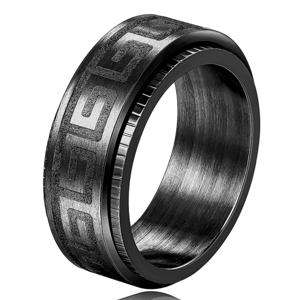 TEMU 고품질 스테인리스 스틸 블랙 반지, 여성 및 남성을 위한 간편한 플레인 원형 회전 반지, 데일리 파티 휴일용 넓은 반지 주얼리