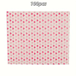 TEMU 100개 발렌타인데이 플로럴 왁스 페이퍼 (식품용), 디리 파크먼트 베이킹 페이퍼, 샌드위치 사탕 비스킷 방수 포장, 방유 바구니 라이너