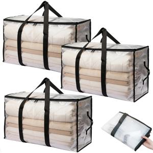 TEMU 헤비 듀티 이사 가방, 3개입 대형 보관 가방 (지퍼 및 백팩 스트랩 포함), 방수 이사 상자, 옷, 다운 이불 보관, 여행 및 크리스마스 장식에 적합