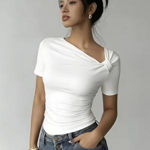 TEMU 패셔너블한 여성용 오프숄더 반팔 티셔츠