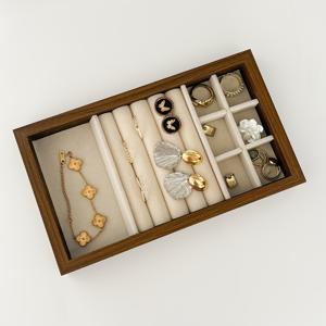 TEMU 서랍에 넣을 수 있는 분리형 수납 선반이 있는 벨벳 주얼리 트레이 세트, 쌓을 수 있는 주얼리 정리함, 목걸이와 팔찌용 디스플레이 트레이. 귀걸이, 반지, 브로치, 시계 등 6가지 유형의 주얼리 보관 및 전시에 적합, 주얼리 박스