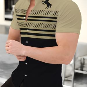 TEMU 남성 셔츠, 캐주얼 스타일, 반팔 디자인, 가벼운 폴리에스터 원단 - 여름 나들이, 휴가, 파티룩으로 적합