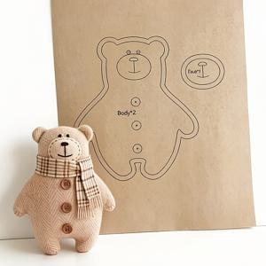 TEMU 핸드메이드 곰 재봉 패턴, 재봉 및 DIY 공예용 - 만들기 용지 패턴이 있는 곰 얼굴 टेम플릿, 봉제인형, 아미구루미, 초보자 및 숙련된 공예가용