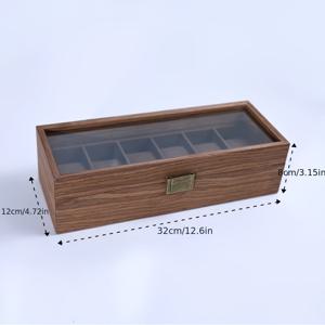 TEMU 1pc 검은 호두 시계 안경 보관 상자, 단단한 나무 레트로 대용량 보관 디스플레이 케이스, 라이트 럭셔리 먼지 보석 시계 안경 주최자