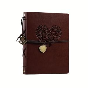 TEMU 1개 수제 빈티지 인조 가죽 사진 앨범, 8.46X6.69인치 앨범, 60페이지 포함, 사진 240장 수납 가능, 웨딩 메시지 북, 우정 선물, 하트 모양 컴팩트 디자인, 홈 데코 사진 앨범