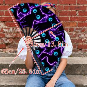 TEMU 1개 남성용 휴대용 선풍기 | 네온 블랙 고양이 패턴, 소재, 스타일리시 & 생생한 디자인, 데일리, 여행, 야외 활동에 적합한 휴대용, NICEMANIA.COM에서 판매, 크리스마스, 할로윈, 마르디 그라 데이 선물로 이상적, 배터리 미포함