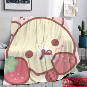 TEMU 2D 평면 프린트 1개, 딸기 마우스 프린트 선물용 두꺼운 담요, 피부 친화적인 에어컨 방 소파 덮개, 사무실 낮잠 담요, 세탁 가능, 털 빠짐 방지, 특대형 및 넓은 사이즈, 휴대용 및 접이식