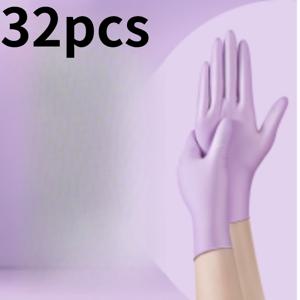 TEMU 32개 니트릴 장갑, 9.45인치 보라색-파란색 고무 장갑. 신축성 및 재사용 가능, 미끄럼 방지 기능. 주방 설거지, 가정 청소, 세탁 관리, 애완 동물 목욕, 염색, 세차 등에 적합