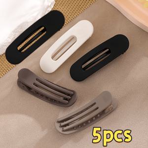 TEMU 5개 세트 우아한 무광 곡선 헤어 클립, 여성용 - 폴리머 미끄럼 방지 칫솔 헤어 클립, 직사각형 디자인, 안정적이고 안전한 고정력, 데일리 및 포멀 스타일링을 위한 단색 헤어 액세서리, 헤어 클립, 내구성 좋은 헤어 클립