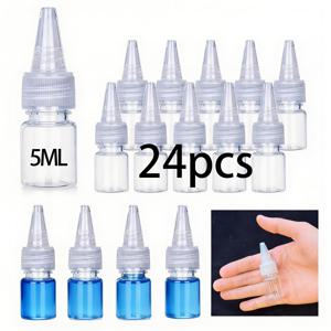 TEMU 24개 5ml 미니 팁 병 세트, 분배용 플라스틱 병, 소형 분배 병, 색상 안료 분배, 페인트 병, 에센셜 오일 빈 병에 적합