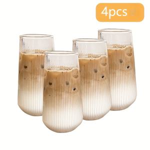 TEMU 4/2개 세트 유리컵, 580ml, 아이스 아메리카노 커피컵, 가정용 과일차컵, 차가운 음료용 주스잔, 주스, 아이스 커피, 밀크티, 칵테일, 여름 및 겨울 음료용, 고붕규산 유리
