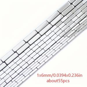 TEMU 1X6/2X4/3X9mm 은색 직사각형 헤마타이트 루스 비즈, 핸드메이드 참 팔찌, 목걸이, 귀걸이, 주얼리 장식, 신발 장식, 의류 장식용 펑크 처리된 헤마타이트 직육면체 직사각형 비즈