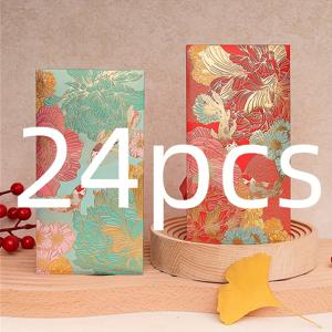 TEMU 24개 혼합 색상 중국 설날 홍봉투, 홍바오 레드 패킷백, 중국식 소포장지, 사업 행사, 선물, 결혼식, 생일 축하용