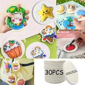 TEMU 10/20/30개 3D 스펀지 캔버스 2.56인치 빈 원형 보드 종이, 폼 질감 미술 페인팅 도구, DIY 활동 및 창의적인 프로젝트에 적합, 페인팅 스펀지 압축 발포 질감 미술, 고급 장식용 종이, 창의력 자극, 파티 제작, 학교, 사무실, 가족 활동 상호작용에 적합, 크리스마스 및 할로윈을 위한 완벽한 선물
