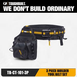 TEMU 3개 TOUGHBUILT 건설 작업 벨트 세트 | 클립테크 파우치 및 망치 루프가 있는 헤비 듀티 패브릭 공구 벨트