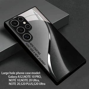 TEMU 휴대폰 케이스: 새로운 출발점, 새로운 여정 패턴 휴대폰 케이스, 삼성 S25 PLUS, 24 PRO, 23 ULTRA, NOTE 20, A55, A56, A16 및 기타 모델용, 파손 방지 강화유리 후면 커버, 남성용 휴대폰 케이스 ZQ2202634BL237