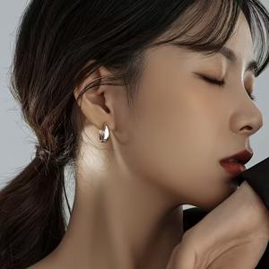 TEMU 2개입 - 고품질 316 스테인리스 스틸 소재, 트렌디한 물방울 모양의 플레인 후프 귀걸이, 고급스럽고 가벼운 럭셔리, 다용도 이어 버클, 후프 귀걸이, , 니치 디자인, 원형 귀걸이