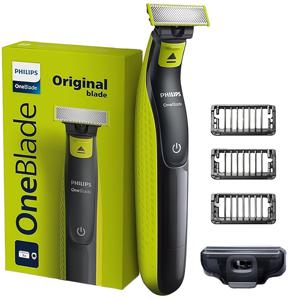 TEMU Philips Oneblade 정품 전기 수염 트리머 및 면도기, 트림, 엣지 및 면도 가능한 모든 길이의 모발 USB-A 충전, QP2724/01 Oneblade 트림, 면도 및 깨끗한 라인 및 엣지 생성, 3 클릭 온 스텐블 콤 멀티 블레이드 액세서리 모델