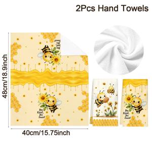 TEMU 벌 주방 타월 2개, 40*48cm 꿀벌 & 꿀 디자인 행주, 부드럽고 흡수성 좋은 극세사 핸드 타월, 주방 장식, 식탁 장식 가정 장식 욕실 집들이 선물, 축제 봄 여름 휴일 장식