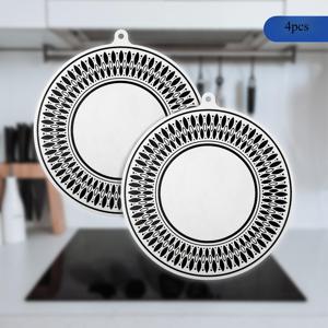 TEMU 4pcs 자기 유도 인덕션 쿡탑 보호 패드, 상판 조리기구에 적합한 미끄럼 방지 실리콘 스토브 커버, 스크래치 방지 원형 보호 매트, 인덕션 쿠커 보호대용