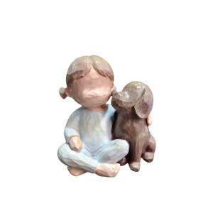 TEMU 1개 소녀와 강아지 레진 조각상 | 반려동물 애호가를 위한 수제 수집용 피규어 | 실내외 다용도 장식 | 어버이날, 졸업식, 이드 알피트르 선물로 이상적 | 전기 필요 없음, 홈 데코용 조각상