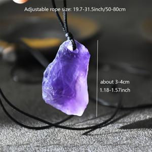 TEMU 남녀공용 천연 빈티지 자수정 펜던트 목걸이 1개, 불규칙한 랜덤 모양 아우라 자수정 주얼리, 데일리 착용 및 선물용