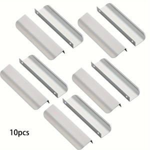TEMU 10개입 손가락 손잡이 캐비닛용 128mm/5홀 센터 탭 캐비닛 손잡이 실버 손가락 엣지 풀, 주방 서랍 손가락 캐비닛 풀용 숨겨진 손잡이, 길이 150mm/5.91인치