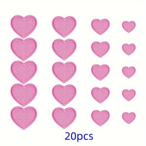 TEMU 20개/세트 하트 모양 다리미 패치 귀여운 미니 하트 다리미 재봉 패치 자수 아플리케 장식 패치 다양한 크기 패치 의류 재킷 백팩 청바지 모자 가방용