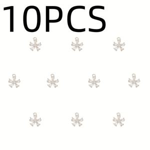 TEMU 10개 구리 합성 큐빅 지르코니아 인레이드 정교한 오각꽃 펜던트 - 남녀공용 DIY 귀걸이 목걸이 참