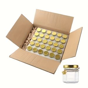 TEMU 60개 1.5Oz/45Ml 미니 꿀병 세트, 육각형 꿀 포트, 감사 레이블, 나무 믹서, 벌 펜던트, 황마 끈 포함, 웨딩, 브라이덜 샤워, 샤워, 발렌타인데이 선물 세트 6개입