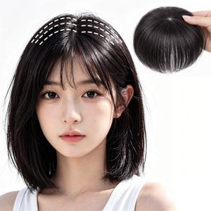 TEMU KISMIS 정수리 헤어피스 가발 100% 인모 자연스러운 수제 부분가발
