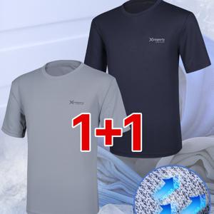 TEMU (1+1)( 2장세트! ) 남성 기능성 아이스 쿨링 시원한 데일리 반팔 라운드 티셔츠 청량한(X6OP1T9M)