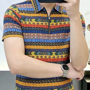 TEMU 남성용 반팔 폴로 셔츠, 에스닉 스타일 반팔 티셔츠, 여름 신상 반팔 티셔츠