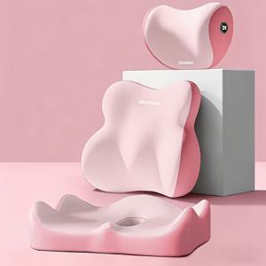 TEMU 3종 세트: 키높이 쿠션 + 허리 지지대 + 목 베개 | 여성 운전자에게 특히 적합 | 운전 시야 개선 | 편안한 등받이 | 고탄성 메모리폼 충전재 | 미끄럼 방지 베이스 디자인 | 자동차, SUV, 트럭에 적합 | 사무실용, 사계절 사용 가능