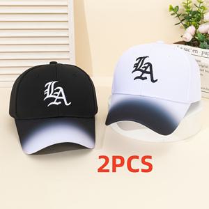 TEMU LA 테마 자수 야구 모자, 그라데이션 챙 & 사이즈 조절 스냅백 - 남녀공용 경량, LA, 스포츠, 아웃도어, 캐주얼 복장용 캐주얼 스트리트웨어 모자, LA 프라이드용 챙 모자