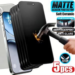 TEMU 세라믹 반투명 찌라지 방지 프라이バシー 화면 보호필름 5개 세트, iPhone 17 Pro Max/17 Pro/17 Air/16 Pro Max/16 Pro/15 Pro Max/15 Pro/15/14 Pro Max/14 Plus/13 Pro Max/12 Mini/11 호환 - 지문 방지, 간편한 부착, 반투명 찌라지 방지 소프트 필름