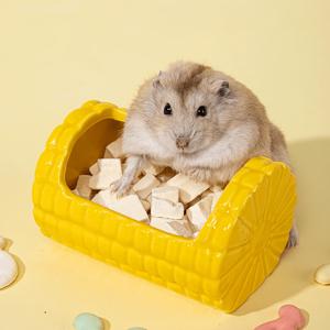 TEMU 소형 햄스터용 세라믹 식기, 넘어짐 방지 디자인, 창의적인 옥수수 모양, 골든 베어 및 미어캣에게 적합, 소형 애완동물을 위한 필수품